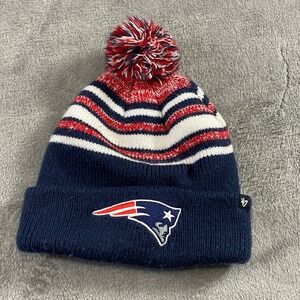 47 Brand Youth NFL New England Patriots Pom Beanie Hat Red White Blue